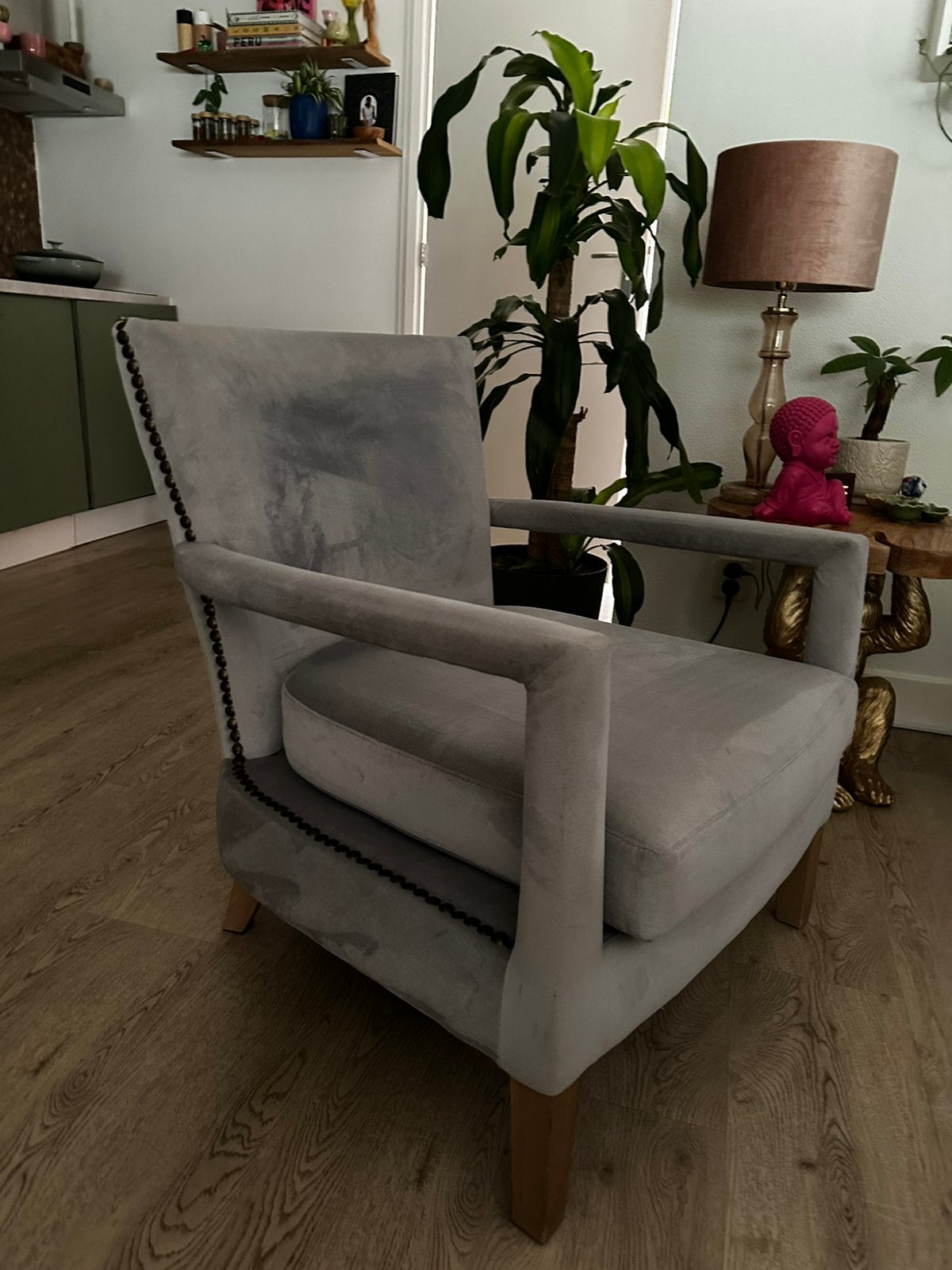 Richmond fauteuil blauw / grijs, Huis en Inrichting, Ophalen, Zo goed als nieuw, 75 tot 100 cm, 50 tot 75 cm