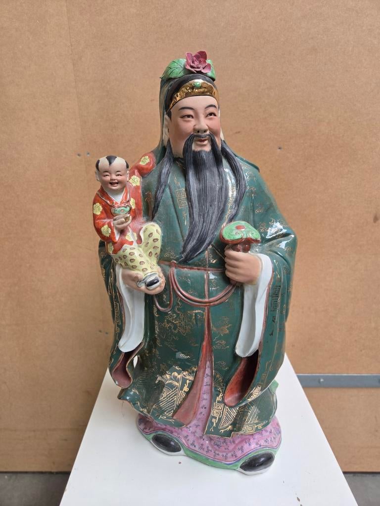 Vintage Chinees porseleinen beeld van Fu Xing, Antiek en Kunst, Ophalen of Verzenden