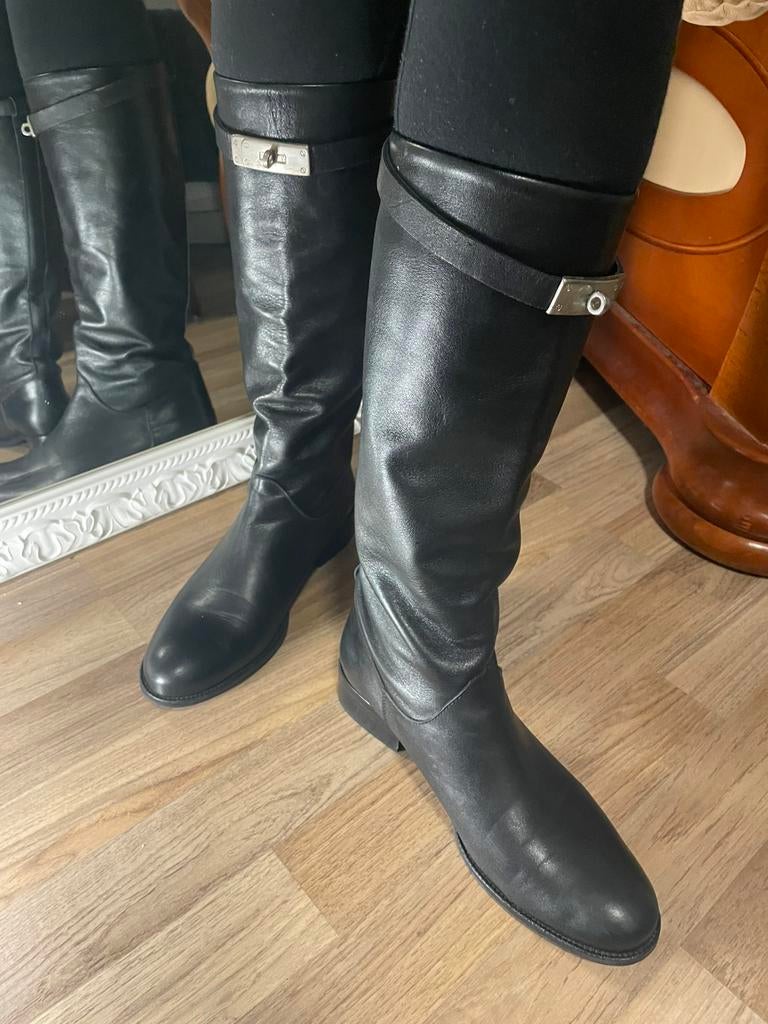 Eli Black Pull Up Leather Casual Equestrian Riding Boots 37, Hoge laarzen, Zwart, Ophalen of Verzenden, Zo goed als nieuw
