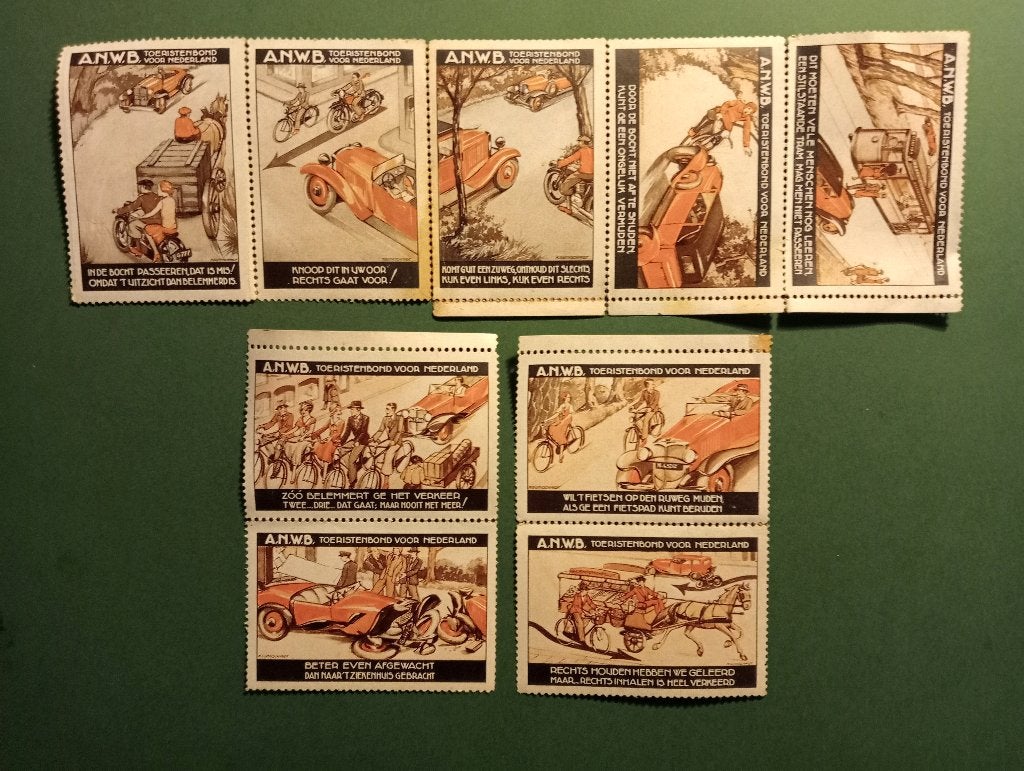 9 Sluitzegels ANWB  1e serie 1932, Verzamelen, Ophalen of Verzenden, Zo goed als nieuw, Overige typen