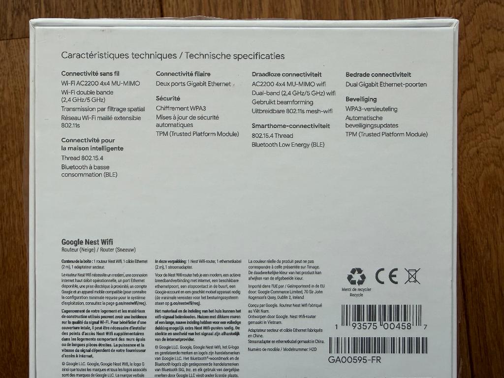 2x Google Nest Wifi Router –mesh wifi set– zeer nette staat, Ophalen of Verzenden, Gebruikt, Router, Google Nest