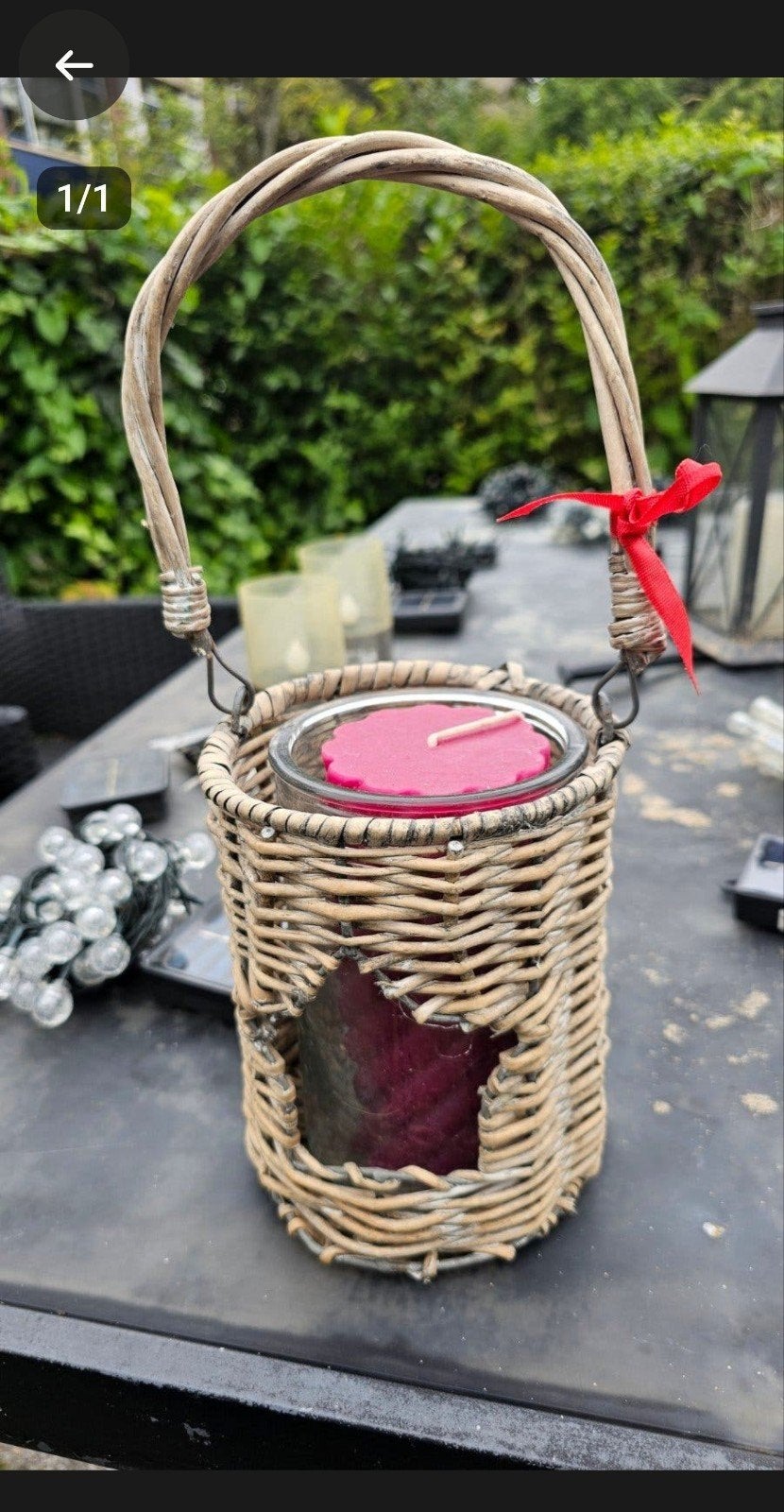Rotan lantaarn met kaars - sfeervolle verlichting, Natuurlijk materiaal, Ophalen of Verzenden, Zo goed als nieuw, Bruin