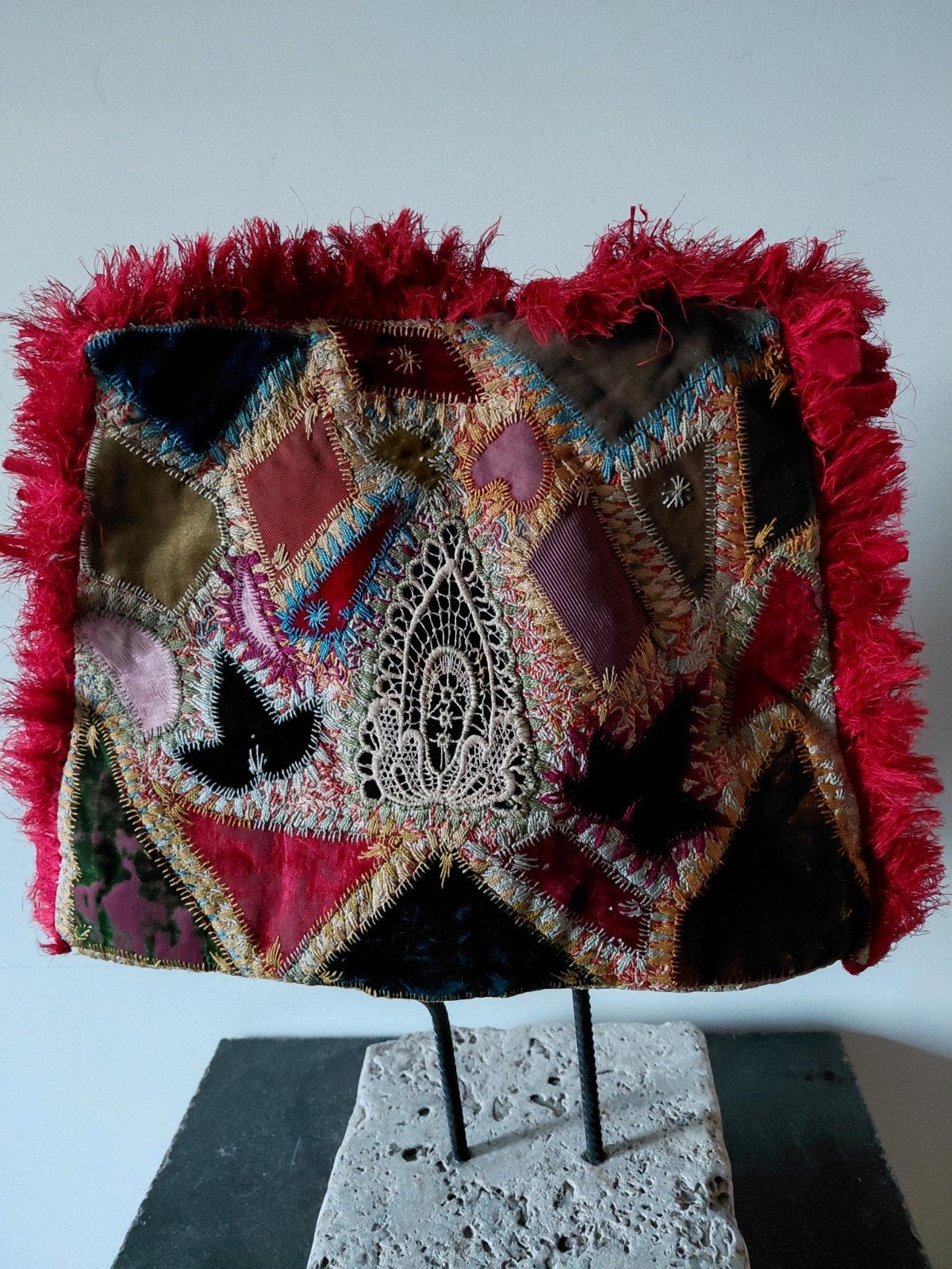 Unieke handgemaakte Crazy Quilt "theemuts" - ca. 1890, Ophalen of Verzenden
