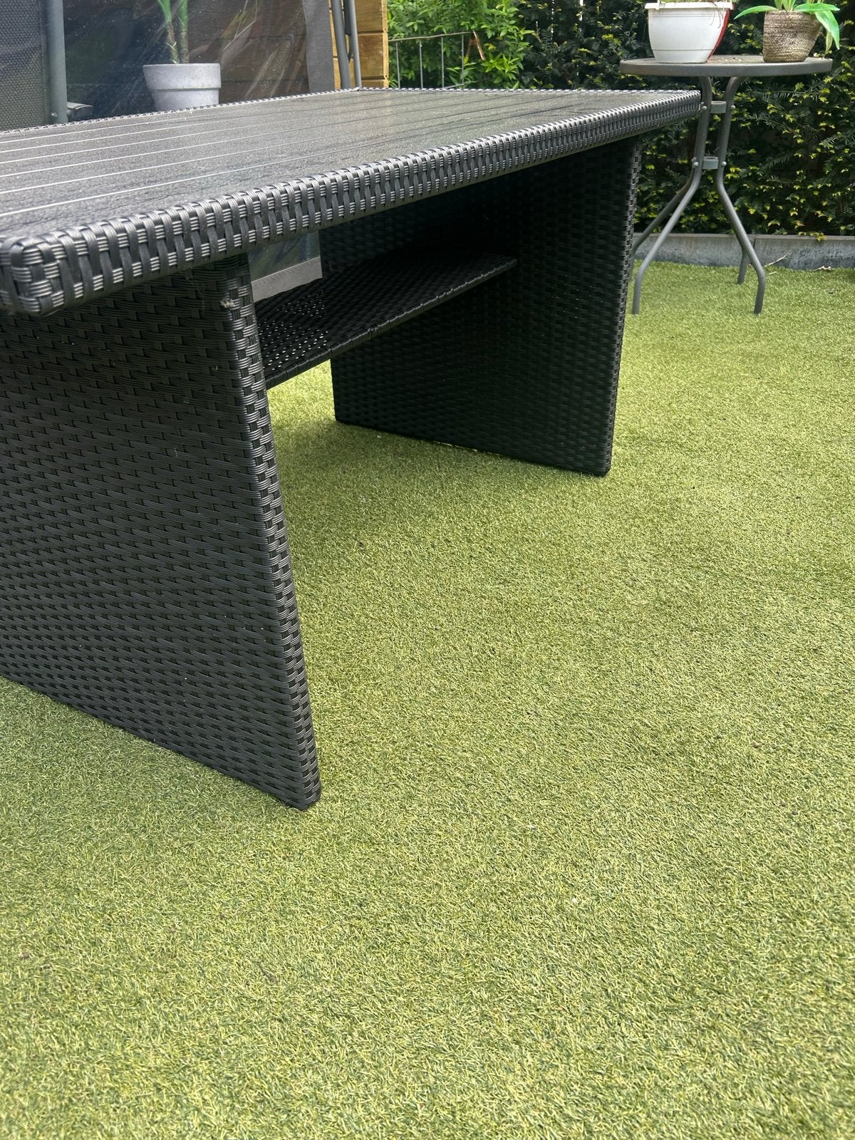 Zwarte Wicker Tuintafel - Rechthoekig, Tuin en Terras, Tuintafels, Ophalen, Gebruikt, Rechthoekig, Wicker
