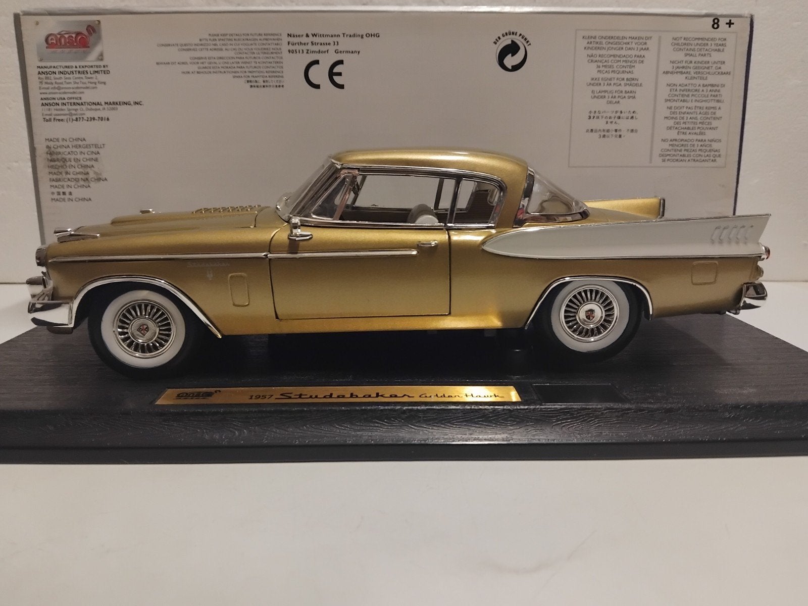 Studebaker Golden Hawk gold goud Anson Classic  1:18 KRD, Hobby en Vrije tijd, Ophalen of Verzenden, Zo goed als nieuw, Auto, Anson