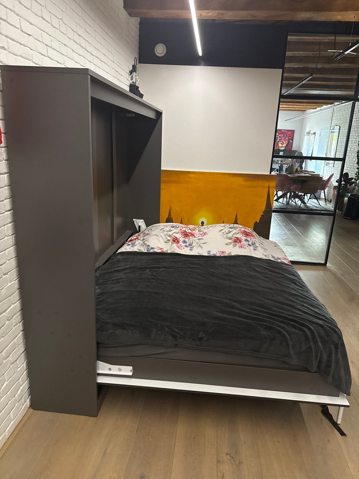 Opklapbed/Wandbed - SmartBett, MurphyBed, Ophalen, Verstelbaar, Zwart, Tweepersoons