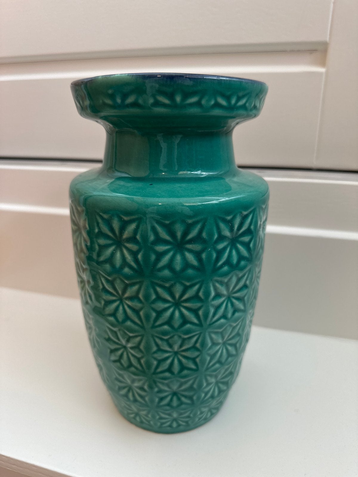 Vintage W. Germany vaas, turquoise, Antiek en Kunst, Ophalen of Verzenden