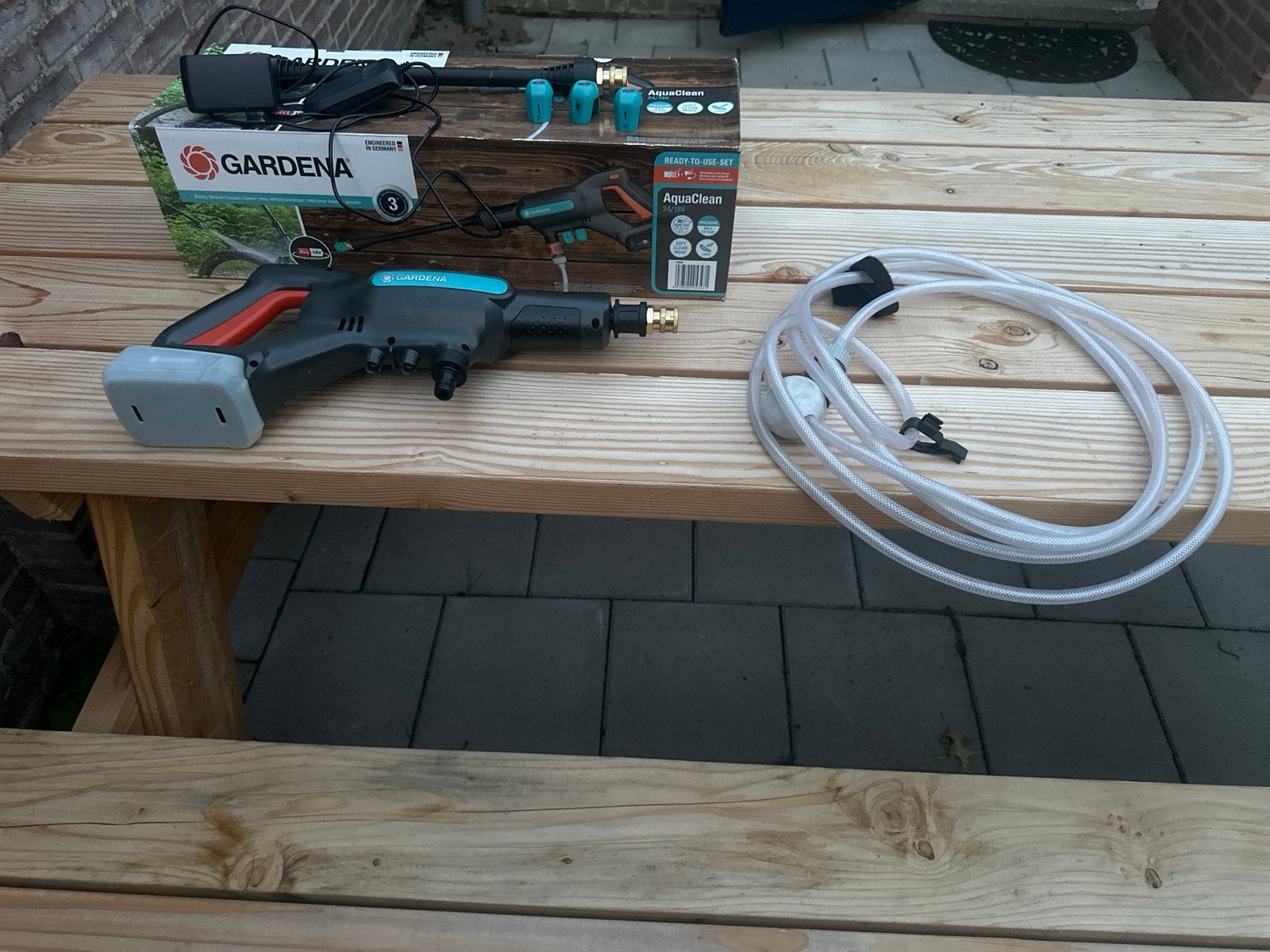 Gardena AquaClean Accu Hogedrukreiniger - Zo goed als nieuw, Ophalen, Zo goed als nieuw, Accu