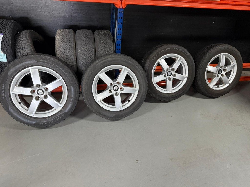 16 inch 5x112 originele Seat velgen met winterbanden, Auto-onderdelen, Gebruikt, 16 inch, Band(en), Personenwagen