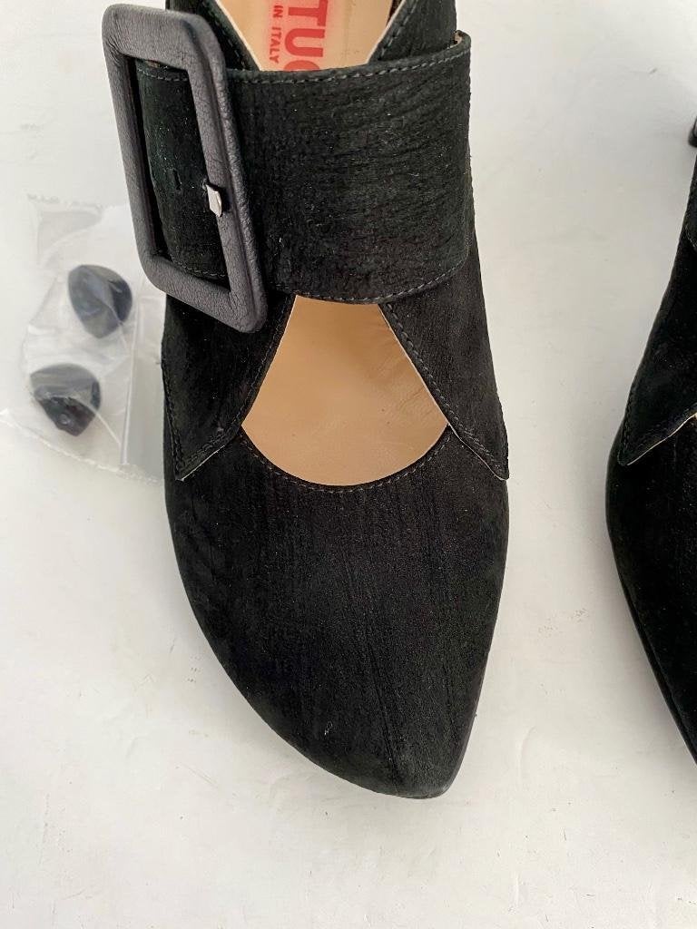 H662 Lisa Tucci maat 38,5 aparte hak schoenen pumps zwart, Kleding | Dames, Zwart, Zo goed als nieuw, Lisa Tucci, Ophalen of Verzenden