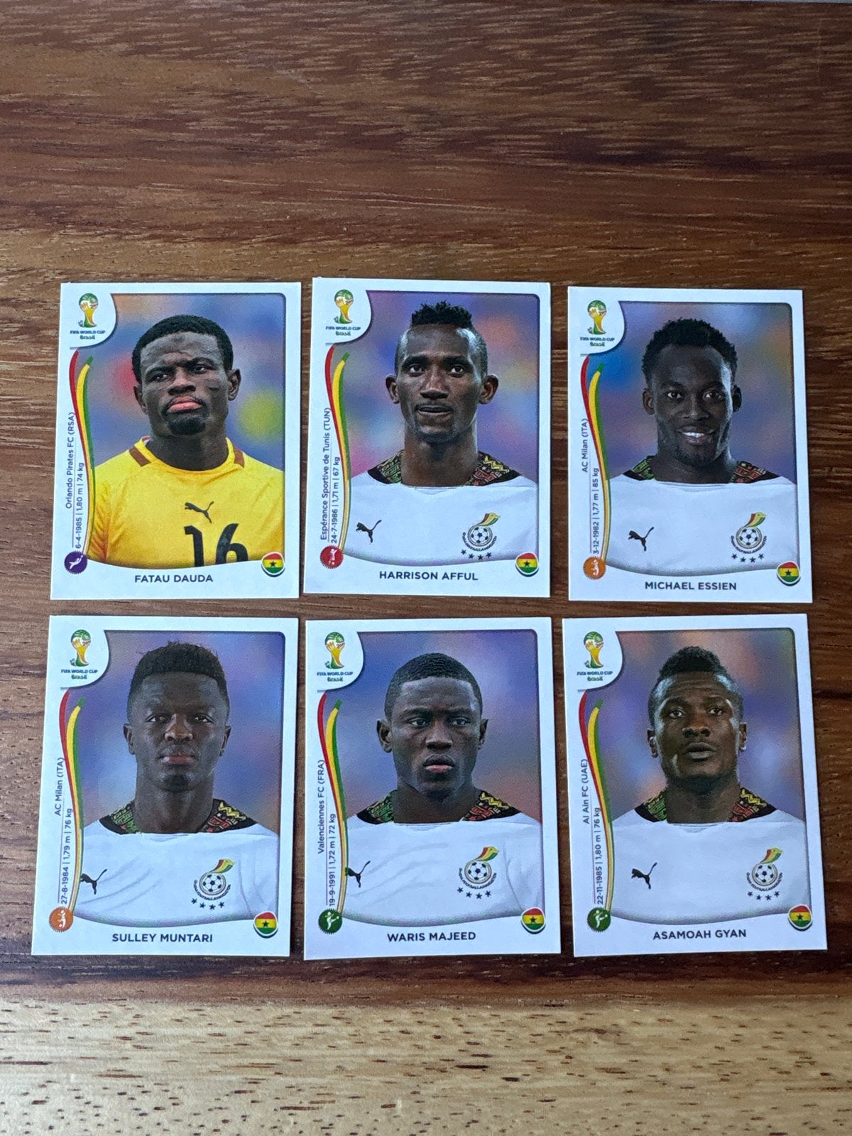 Panini WK 2014 Brazilië Ghana stickers (6 stuks), Ophalen of Verzenden, Zo goed als nieuw, Overige sporten, Poster, Plaatje of Sticker