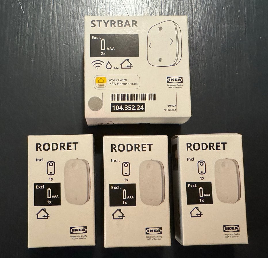 IKEA RODRET en STYRBAR afstandsbedieningen, Wit, Kunststof, Nieuw, Dimbaar