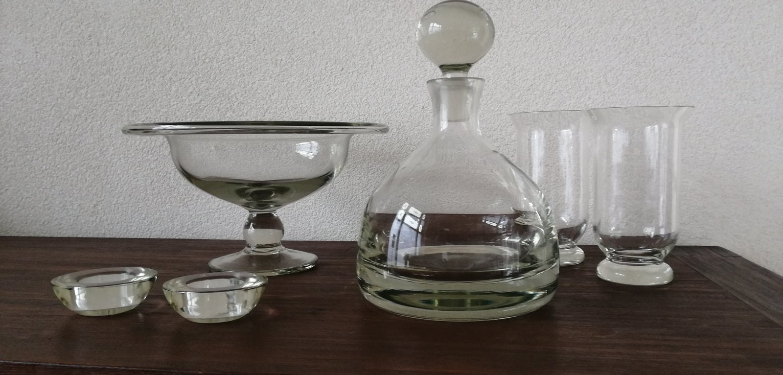 Glazen set 6 delig mosgroen, Ophalen of Verzenden