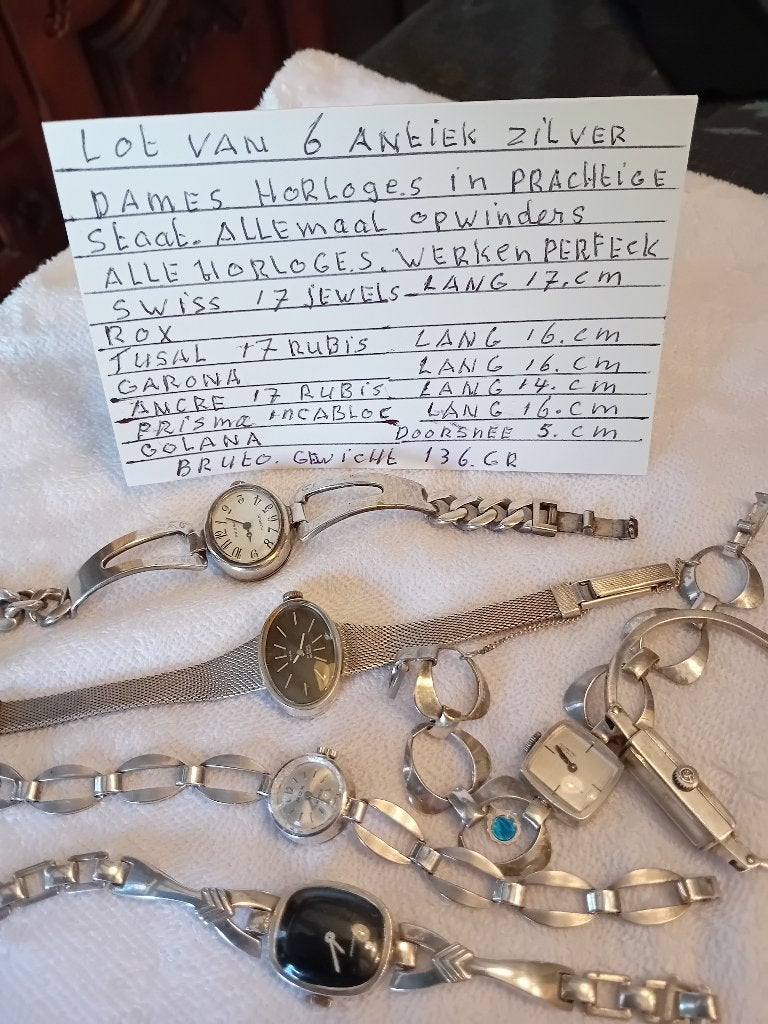 lot 6 antiek zilver dames horloge, Sieraden, Tassen en Uiterlijk, Horloges | Antiek, Overige merken, Polshorloge, Ophalen of Verzenden