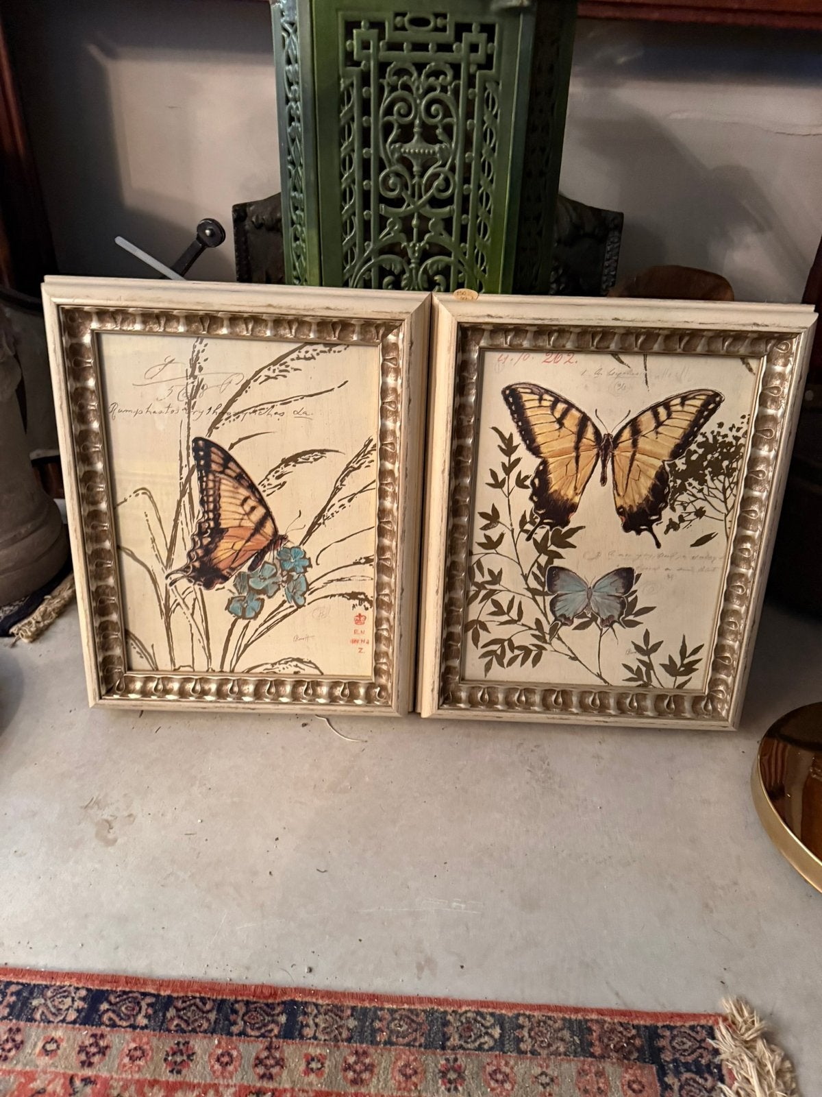 Twee vintage prenten in lijst, Ophalen of Verzenden