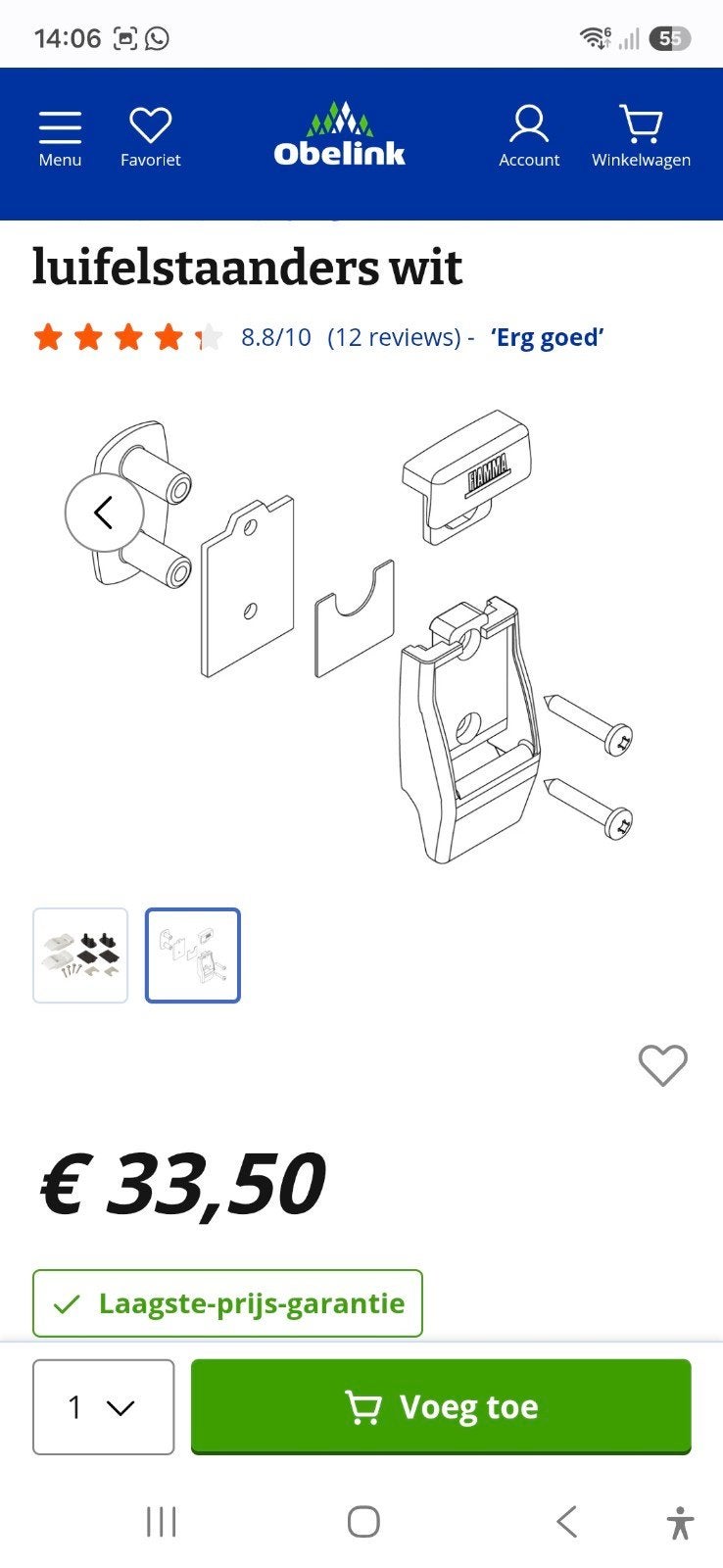 Fiamma Wandhouders voor Luifelstaanders (98655-176), Caravans en Kamperen, Caravan accessoires, Ophalen of Verzenden, Nieuw