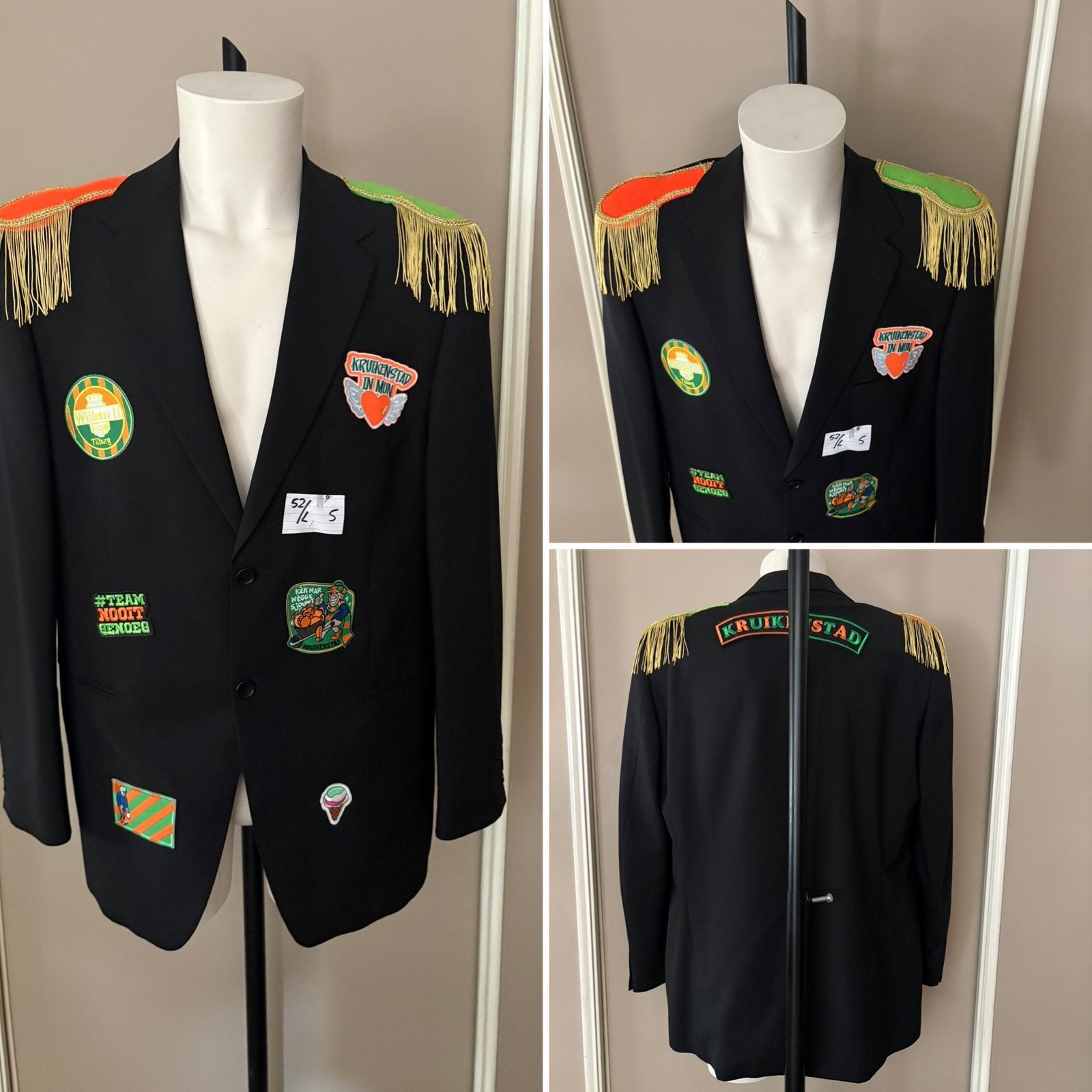 (5) Kruikenstad Colbert/Jas maat L emblemen tilburg unisex, Ophalen of Verzenden, Zo goed als nieuw, Maat 52/54 (L)