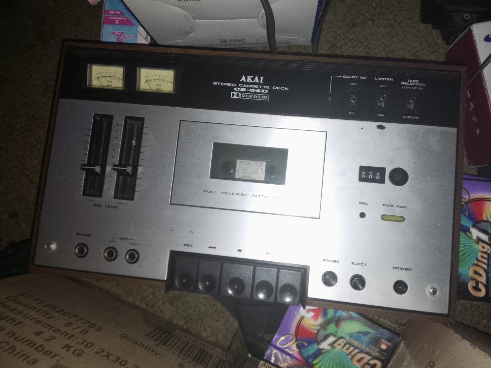 Akai CS-04D Stereo Cassettedeck - Vintage Hifi, Ophalen of Verzenden, Enkel, Akai, Tape counter