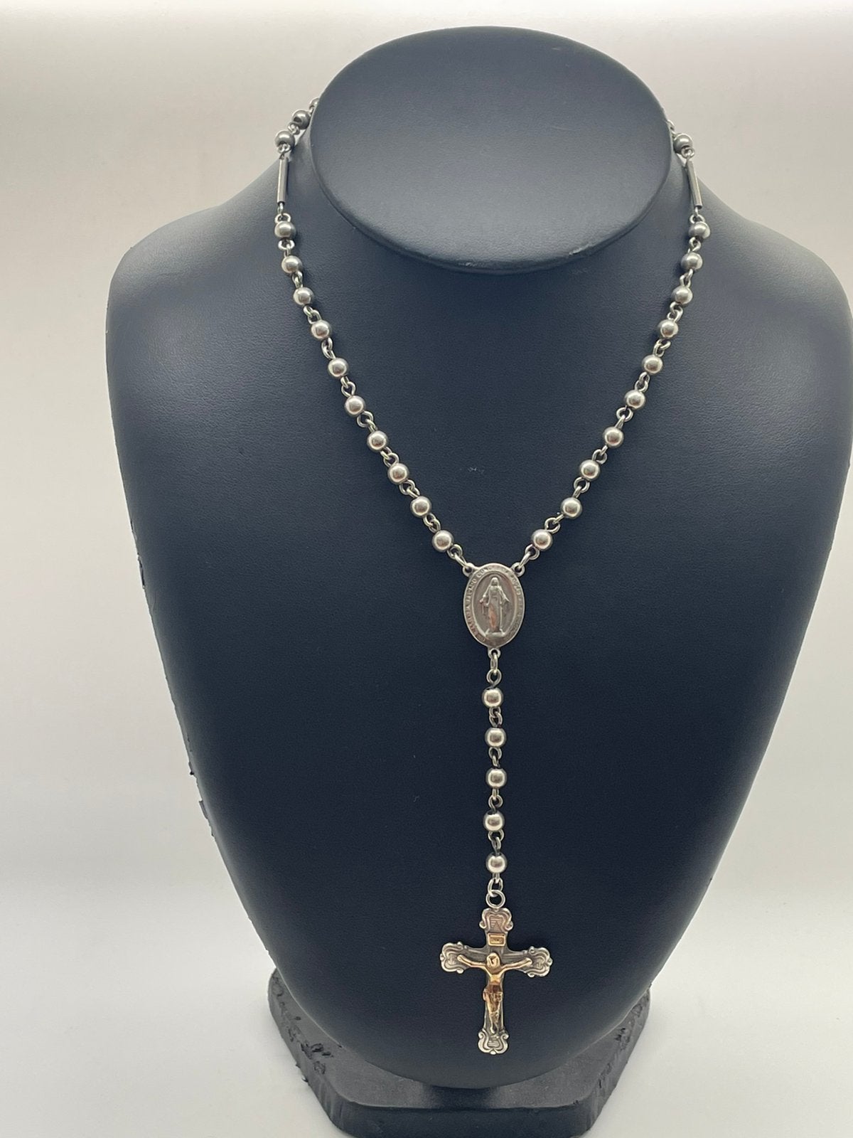 G90 Prachtige zilveren rozenkrans ketting, Ophalen of Verzenden, Zilver, Ketting