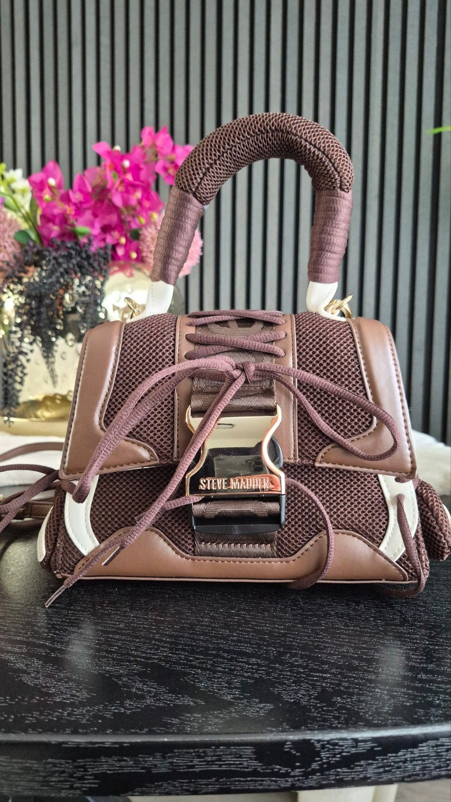 Steve Madden Handtas Bruin met Witte Details, Ophalen of Verzenden
