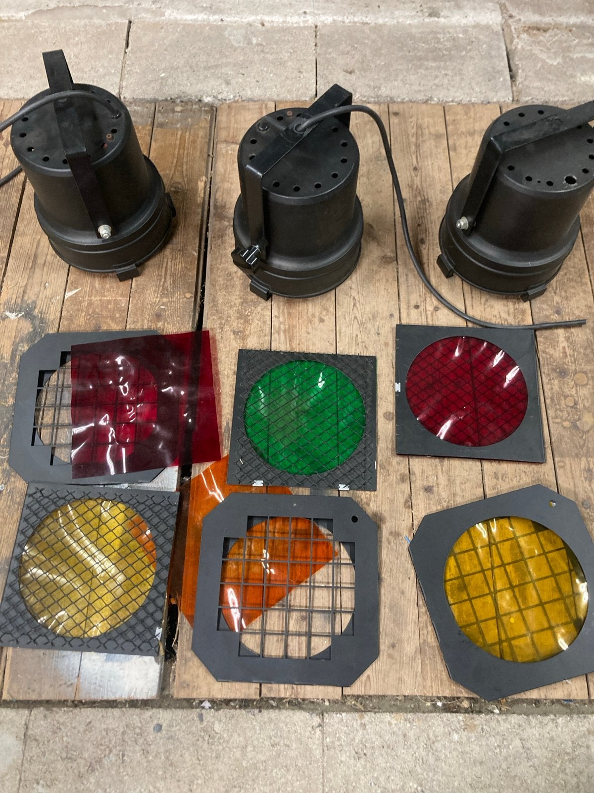 Oude podium spots met kleurenfilters, Ophalen of Verzenden