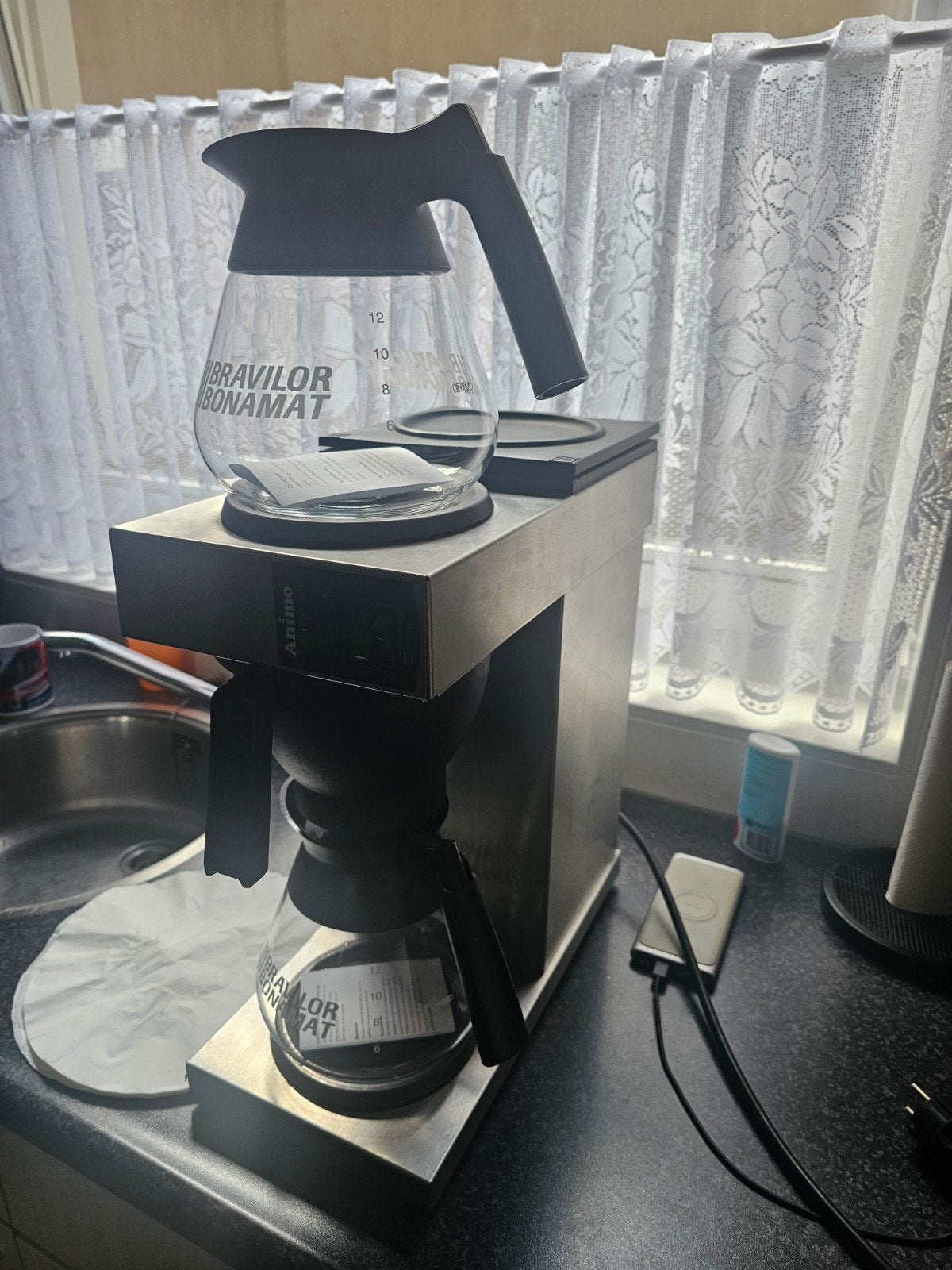 Animo koffiezetapparaat met 3 kannen en filters, Ophalen, Gebruikt, 10 kopjes of meer, Koffiemachine