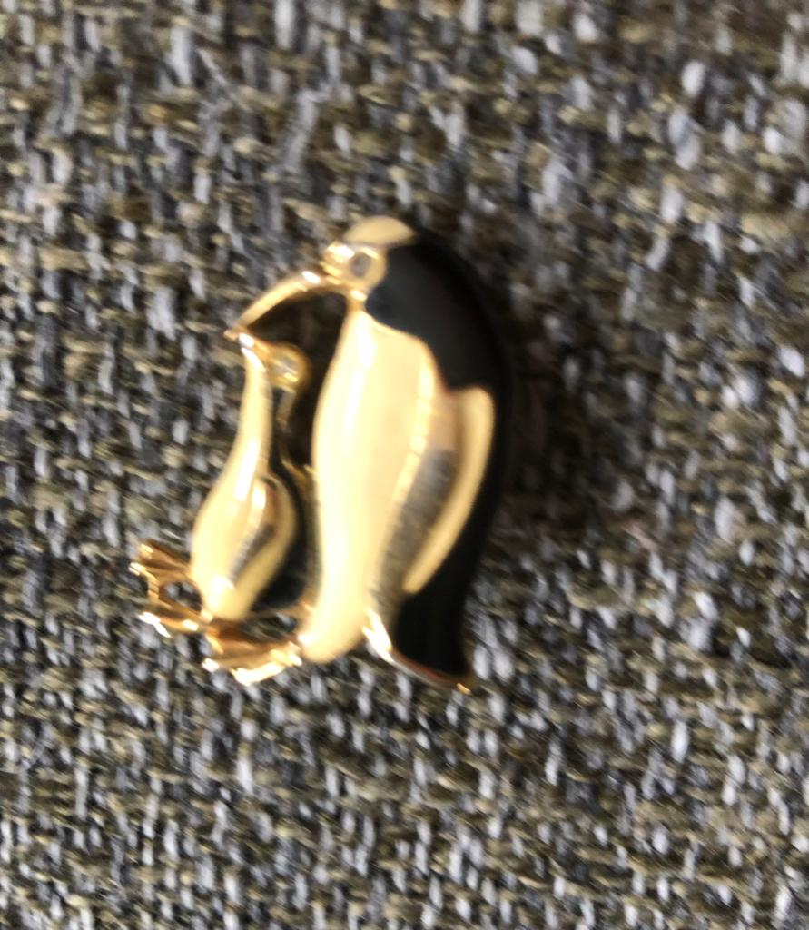 Vintage Pinguïn Broche, Ophalen of Verzenden, Gebruikt, Overige kleuren, Overige materialen