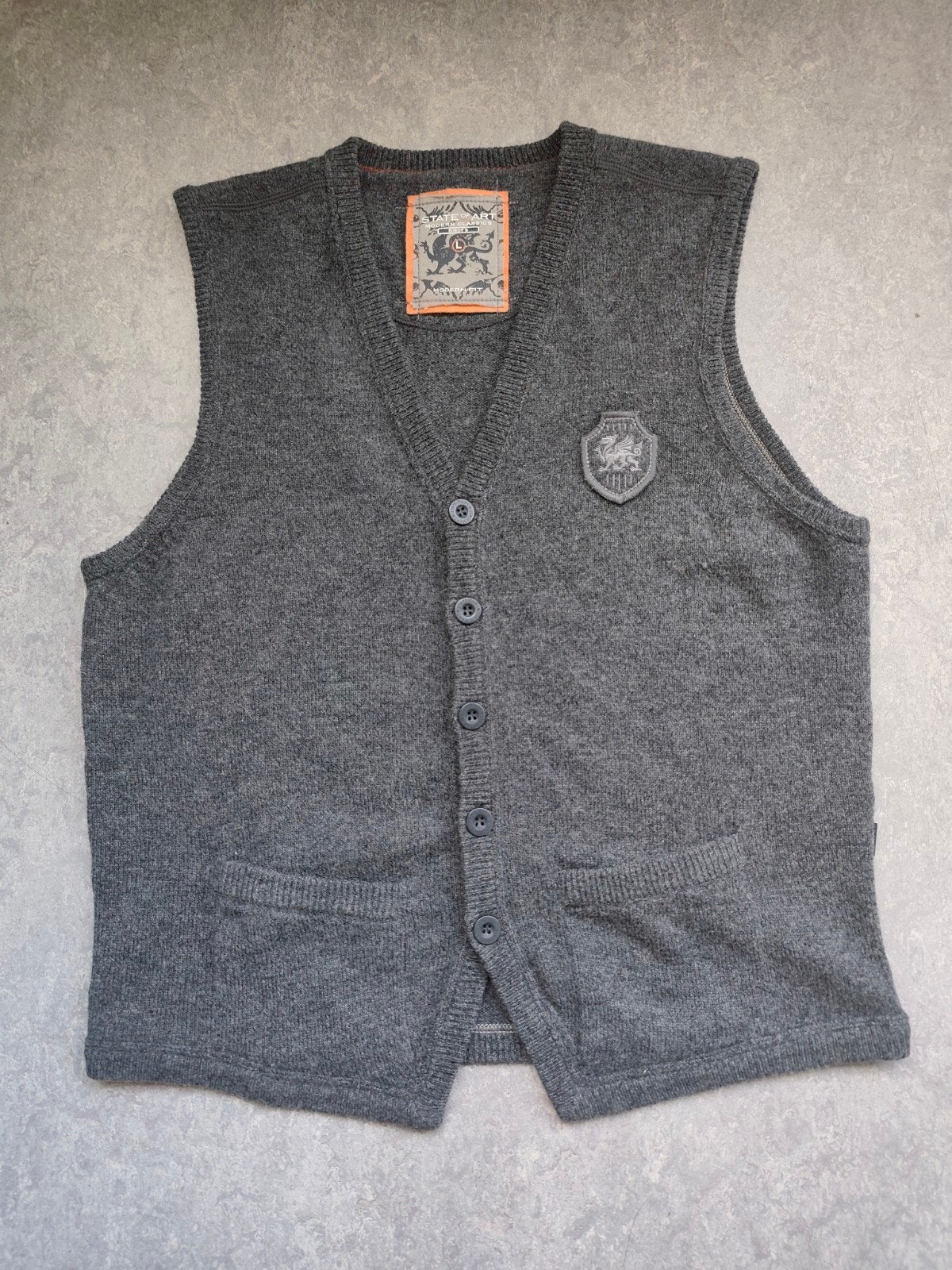 State of Art klassiek antracietgrijs wollen gilet, mt L, Ophalen of Verzenden, Zo goed als nieuw, Maat 52/54 (L)