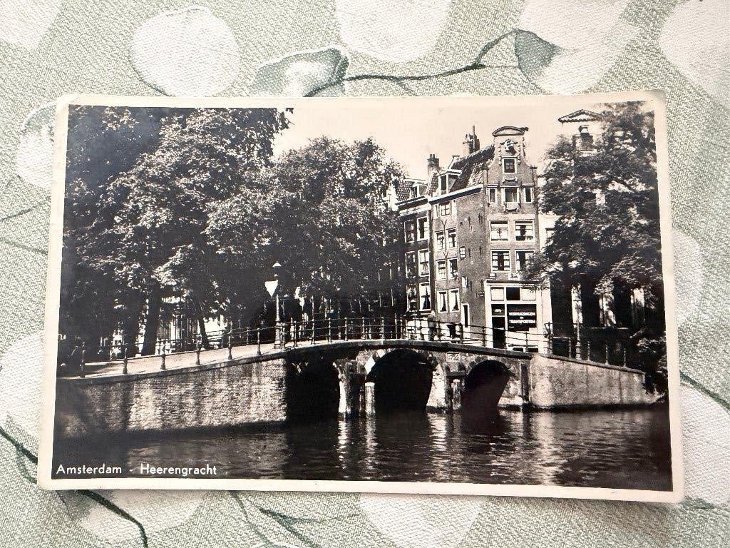 Ansichtkaart Amsterdam Herengracht {circa 1963}, Ophalen of Verzenden, 1960 tot 1980, Gelopen, Noord-Holland