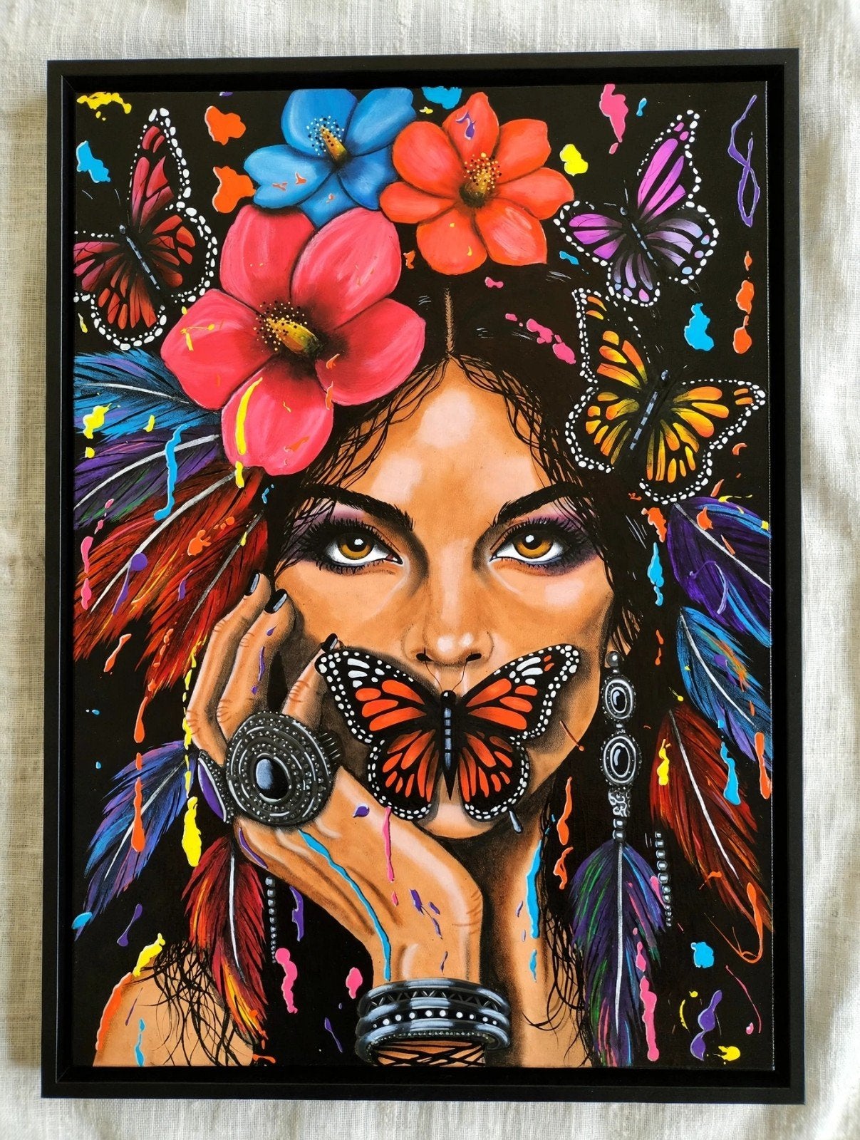 Kleurrijk Schilderij "WILD" inclusief baklijst, Ophalen, Acrylverf, Overige materialen, 3D-effect