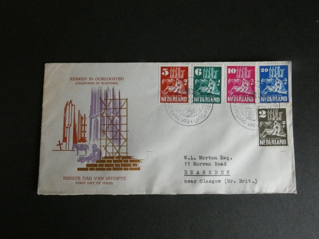 eerste dag enveloppen FDC e 2 Kerken in oorlogstijd, Postzegels en Munten, Ophalen of Verzenden, Beschreven, Nederland