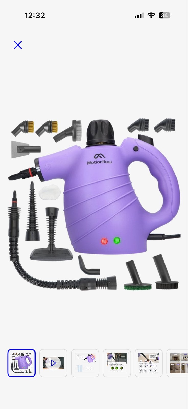Motionflow Handheld Stoomreiniger met Accessoires, Witgoed en Apparatuur, Stoomapparaten, Ophalen of Verzenden, Nieuw, Stoomreiniger