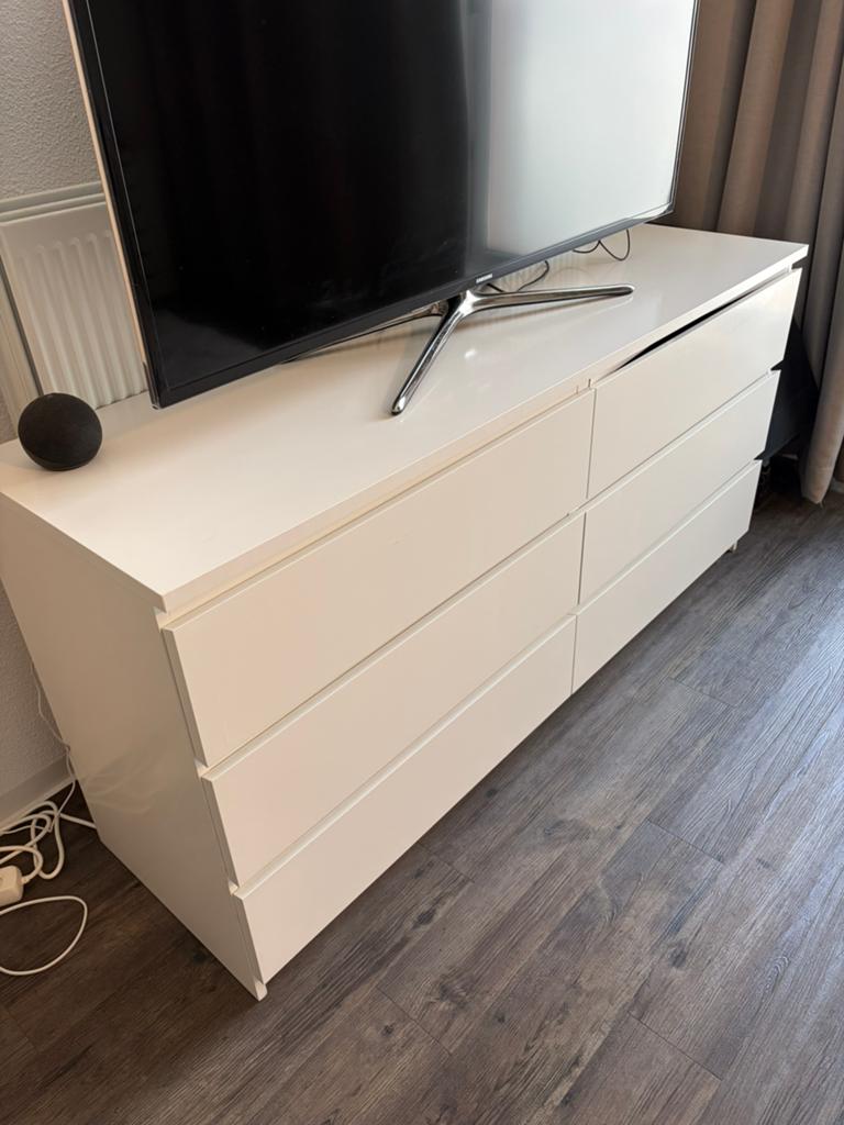 IKEA MALM ladekast 6 lades wit 160x78 cm, Ophalen, 5 laden of meer, Zo goed als nieuw, Minder dan 100 cm