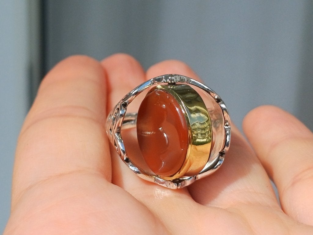 Vanoli Dubbele 925 zilver ring lapislazuli carneool maat 21, Vanoli, Overige kleuren, 20 of groter, Amsterdam