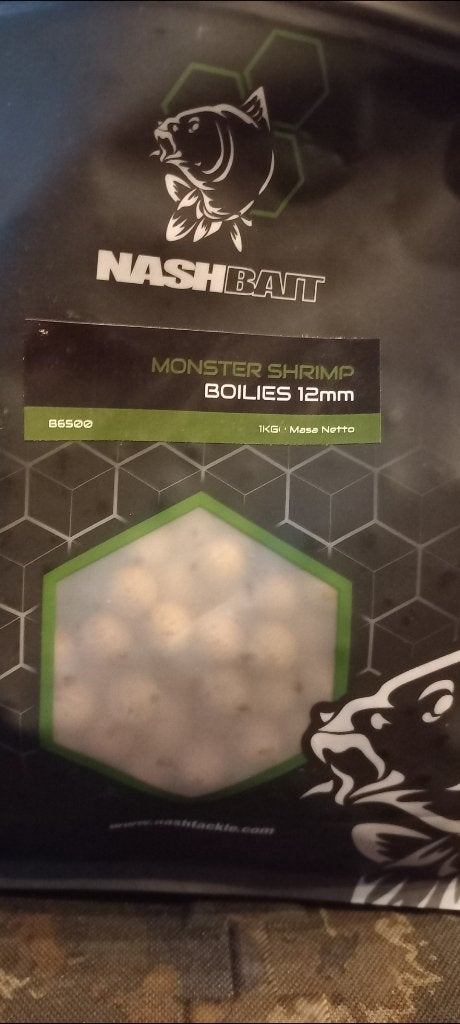 Nash monster shrimp boilies 15mm 1kg, Watersport en Boten, Ophalen, Nieuw, Overige typen