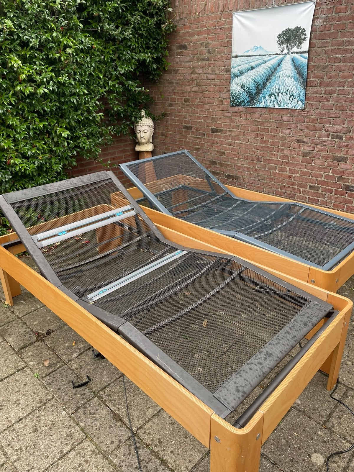 Auping Auronde 90x200x48 bed beuken vol elektrisch 2M, Ophalen, 90 cm, Eenpersoons, 200 cm