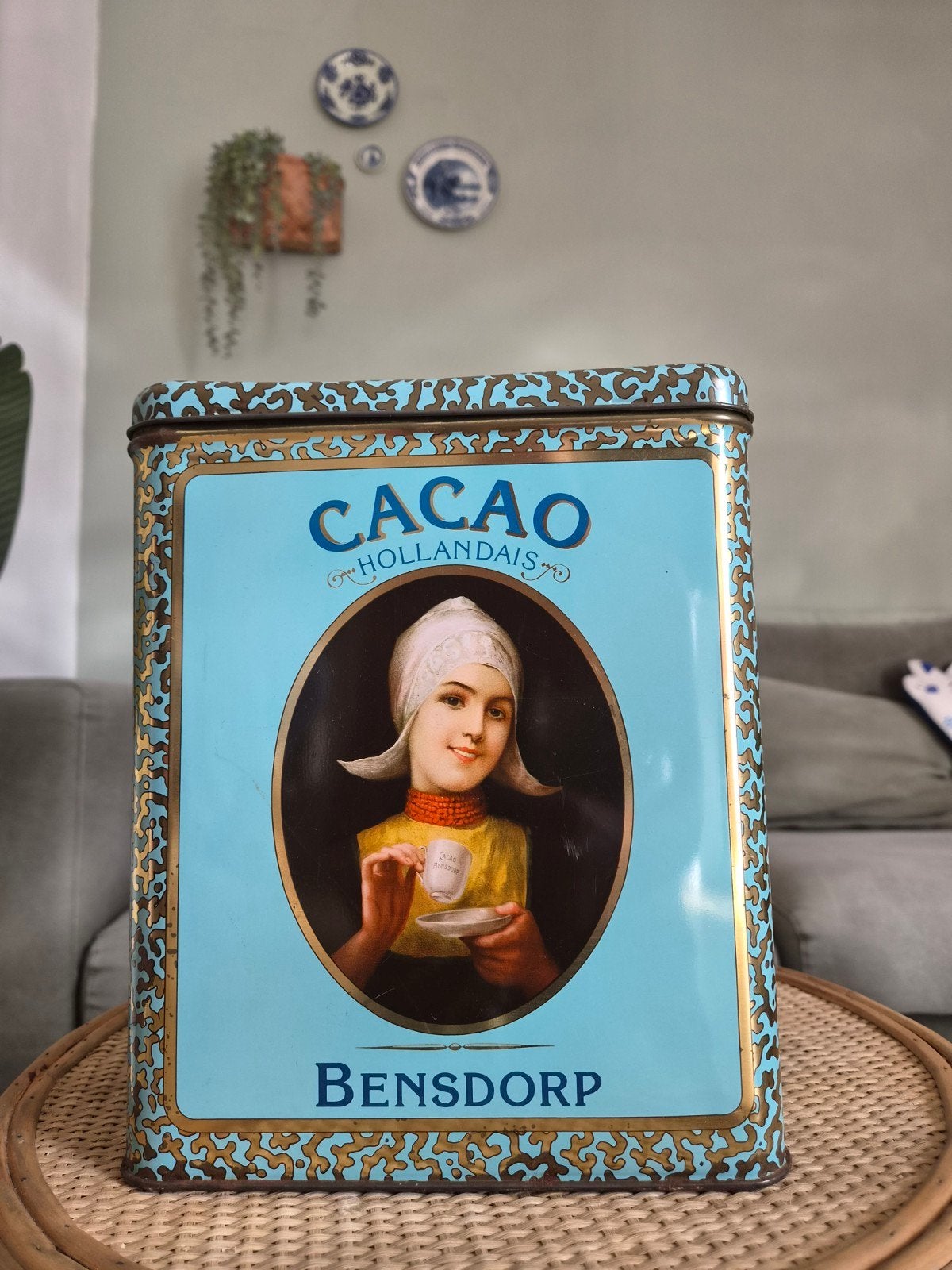 Groot Bensdorp cacao Hollandias Amsterdam trommel blik, Verzamelen, Ophalen of Verzenden