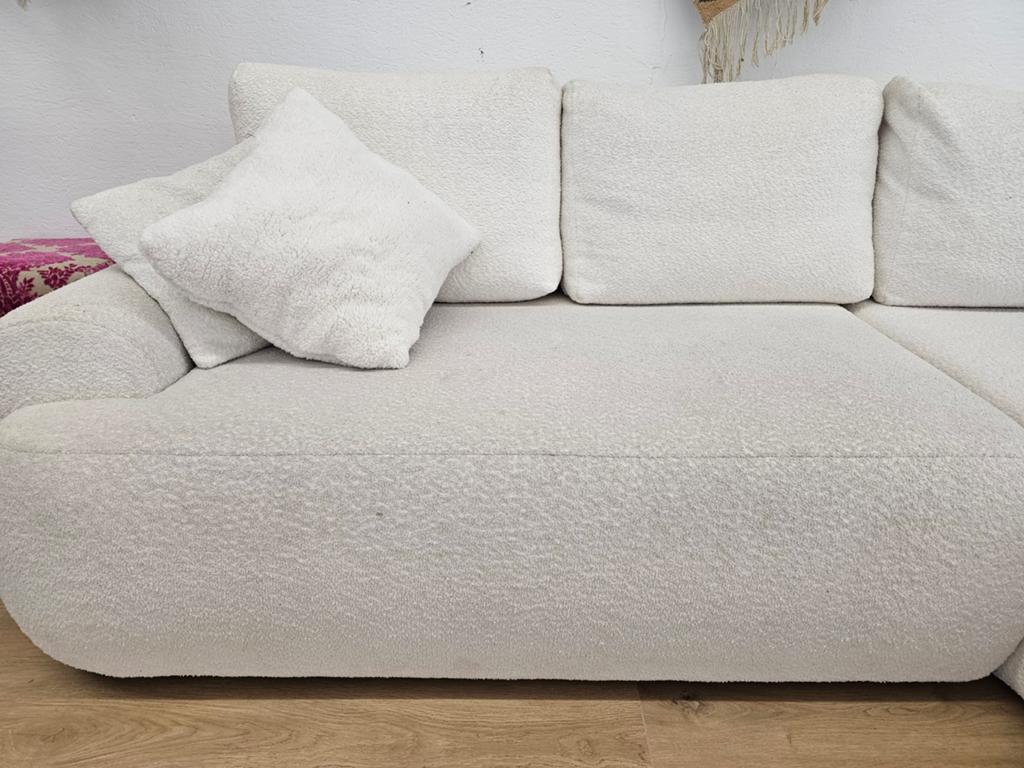 Hoekbank - Teddystof - Z.G.A.N, 125 cm of meer, 125 cm of meer, Zo goed als nieuw, Info@homefriesland.nl