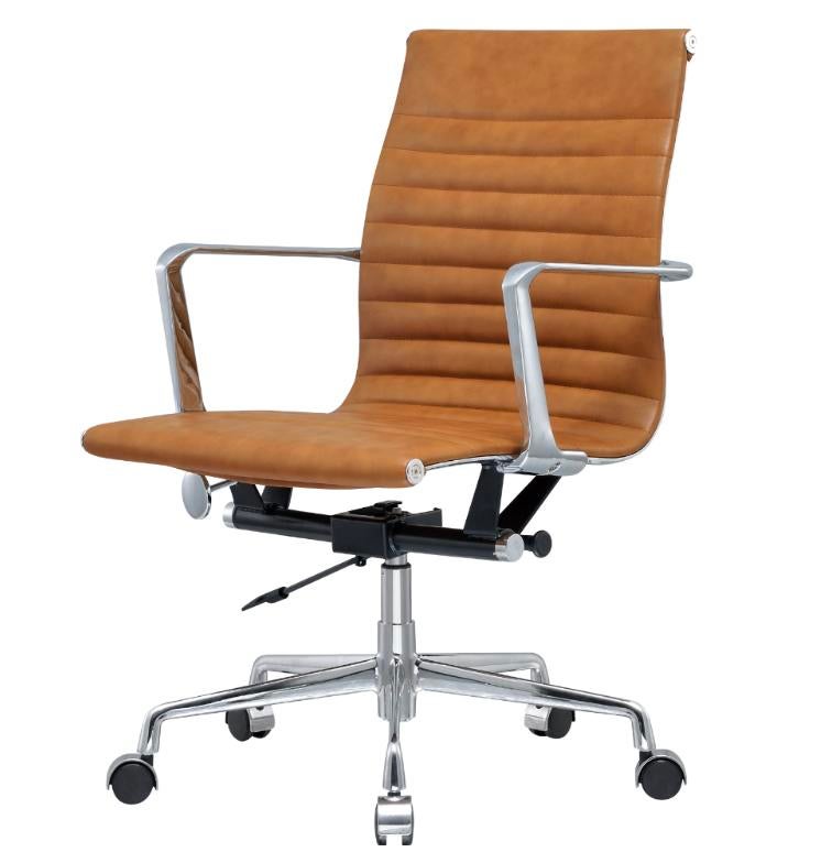 Luxe Bureaustoel Cognac Leer, Huis en Inrichting, Bureaustoelen, Ophalen, Bruin, Zo goed als nieuw, Bureaustoel