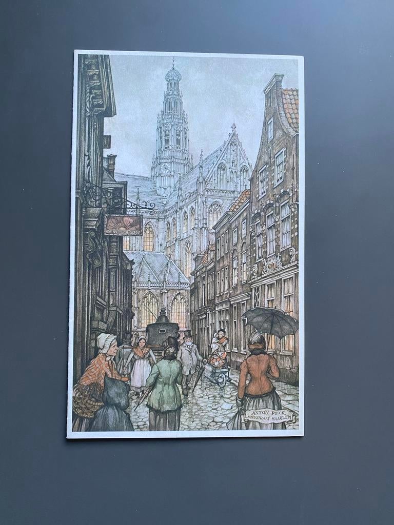 Anton Pieck Grote Kaart Jansstraat Haarlem Kerst Nieuwjaar, Ophalen of Verzenden, 1940 tot 1960, Ongelopen, Stad of Dorp