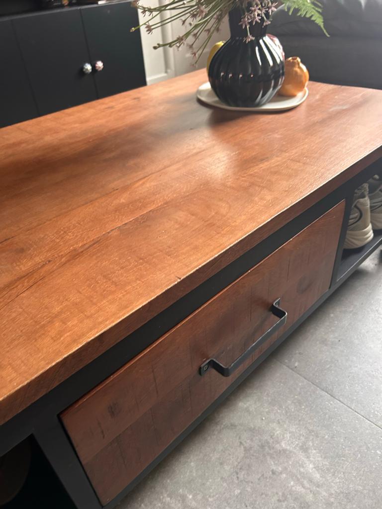 Salontafel met lade en opbergruimte - 135x70x40 cm, Ophalen, Gebruikt, 100 tot 150 cm, 50 tot 100 cm
