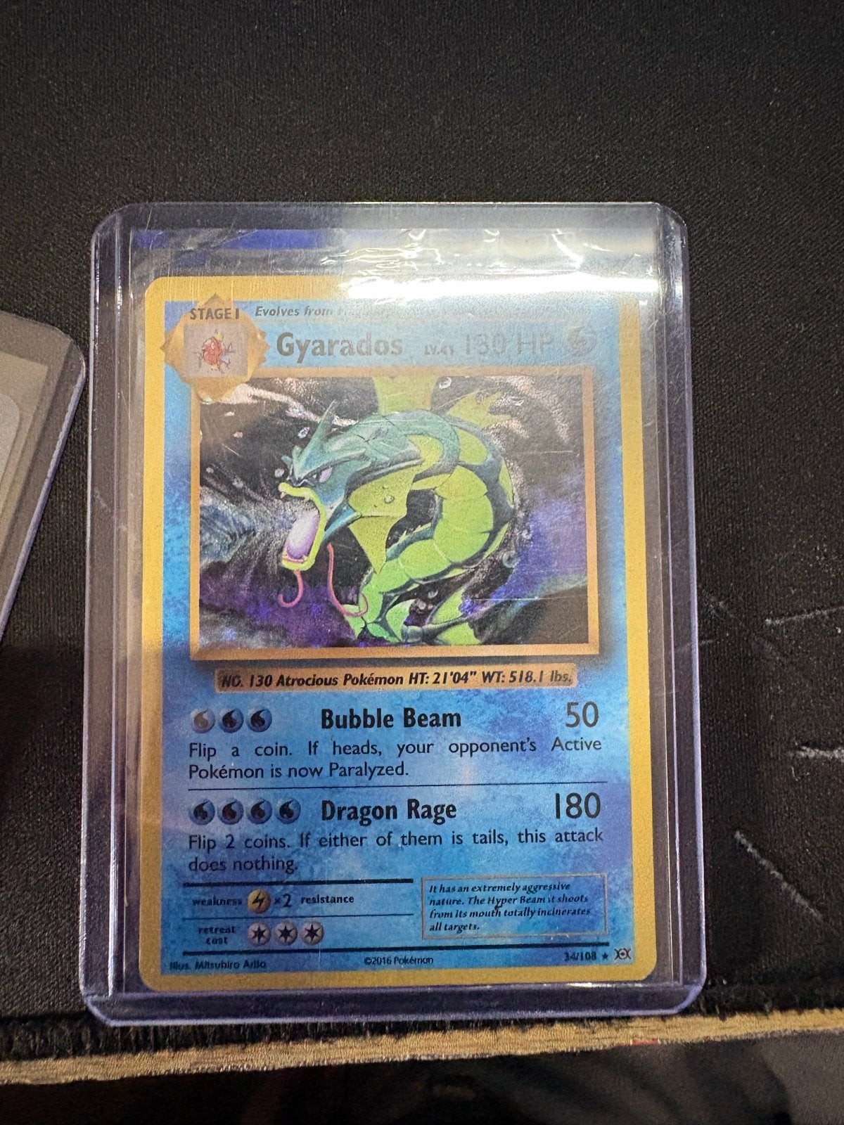 Gyarados Pokémon Kaart - Base Set 2 - Holo Rare, Ophalen of Verzenden, Gebruikt, Losse kaart, Foil