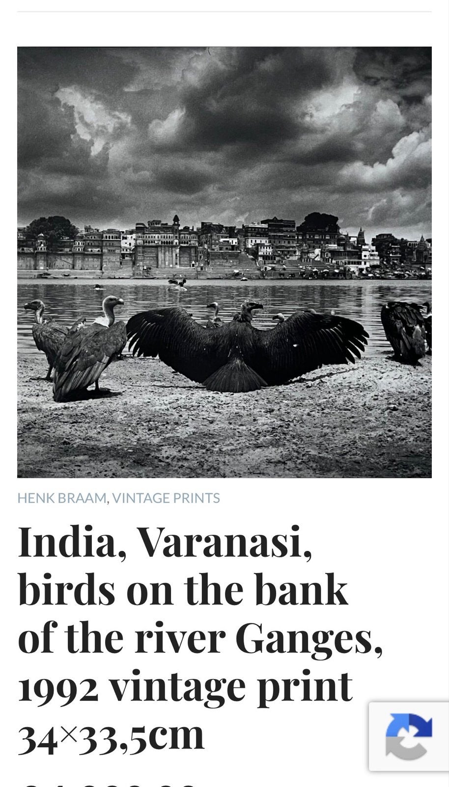 Henk Braam, India Varanasi, Gieren aan de Ganges, 1992, Antiek en Kunst, Ophalen of Verzenden, Print, Fotografie, Origineel