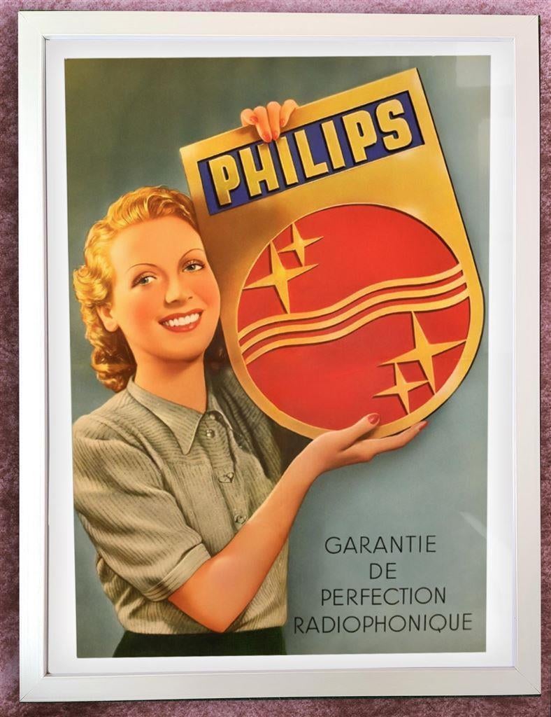 [Poster in Frame] Retro PHILIPS Radio Reclame, Verzamelen, Posters, Verzenden, Nieuw, A1 t/m A3, Film en Tv