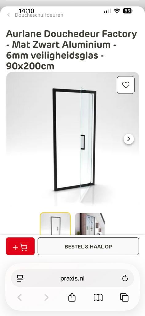 Douchedeur 90x200 cm 6 mm glas, Huis en Inrichting, Ophalen, Overige typen, 50 tot 100 cm, Zo goed als nieuw