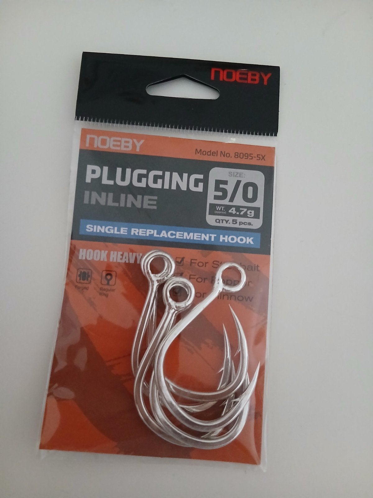 Nieuwe NOEBY Plugging Inline Vishaken 5/0 - 5X Strong, Ophalen of Verzenden, Nieuw, Haak