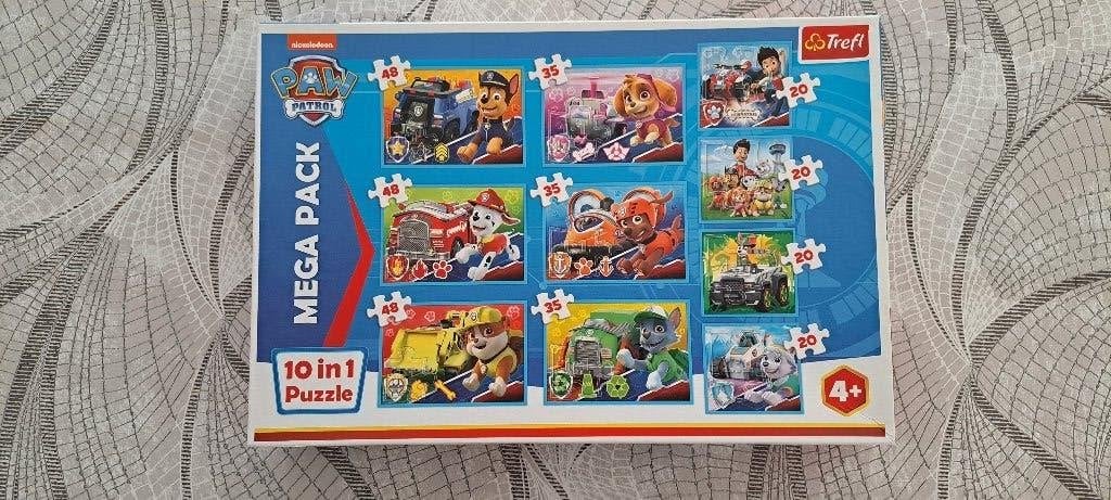 Kinder puzzels PAW Patrol 10 stuks in 1 doos, Ophalen, 10 tot 50 stukjes, Zo goed als nieuw, 4 tot 6 jaar