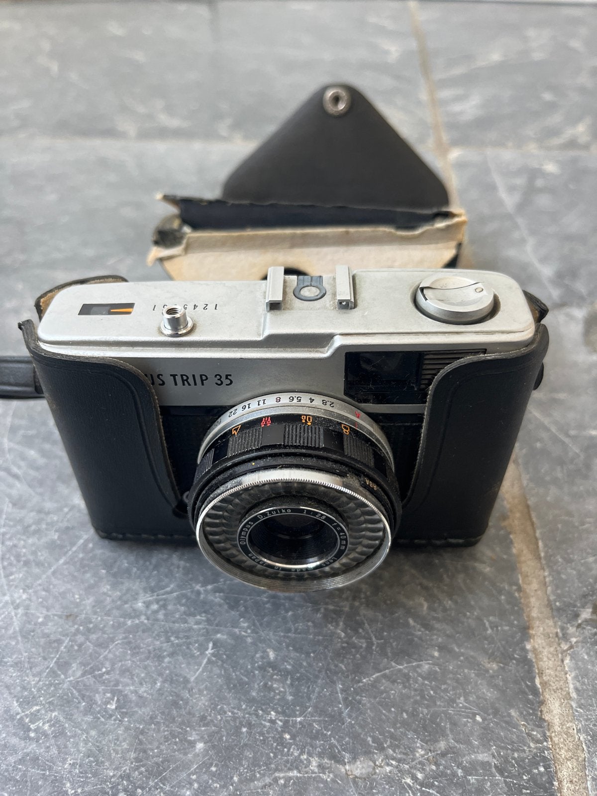 Olympus Trip 35 Vintage Compact Camera met Leren Hoes, Ophalen, Gebruikt, Compact, Olympus