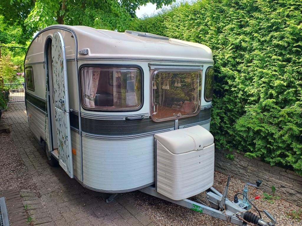 Caravan Constructam Coral 1 1977, Caravans en Kamperen, Overige merken, Tot en met 2, Treinzit, Openslaande ramen
