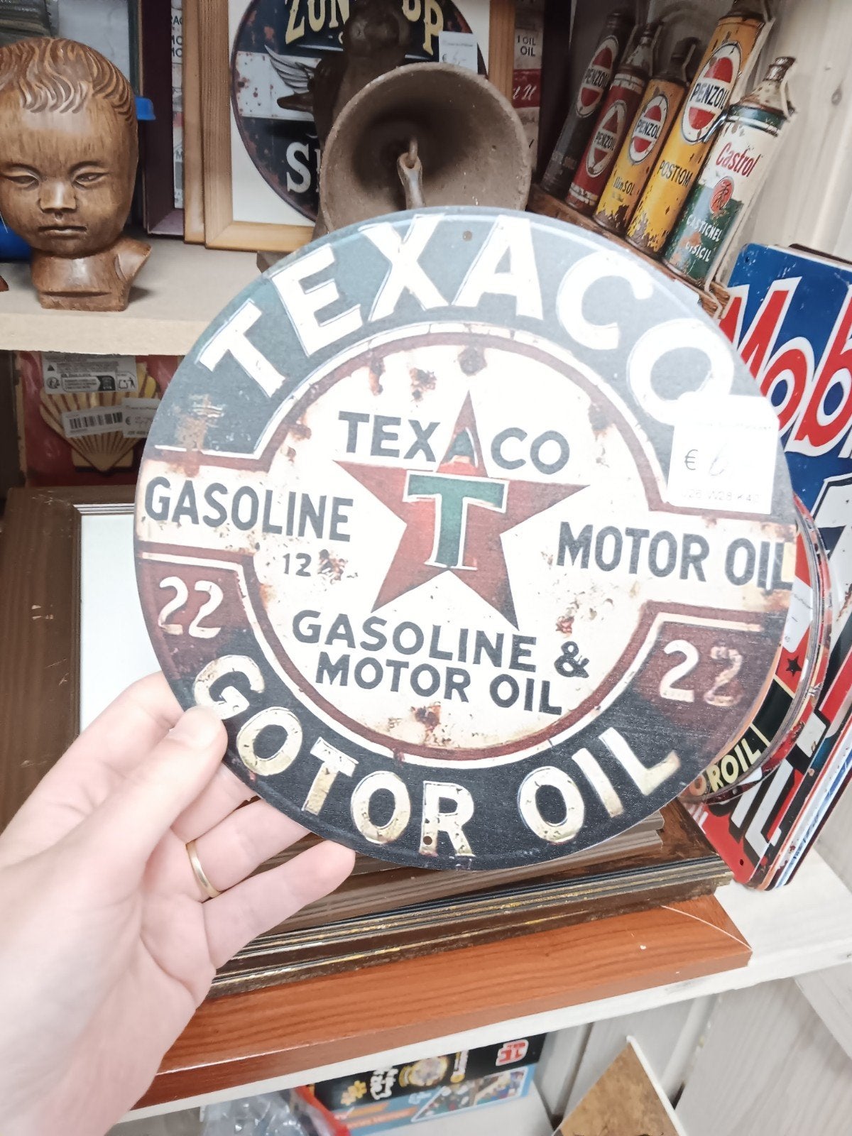 Vintage Texaco Reclamebord - Gasoline & Motor Oil, Ophalen of Verzenden, A, A, A